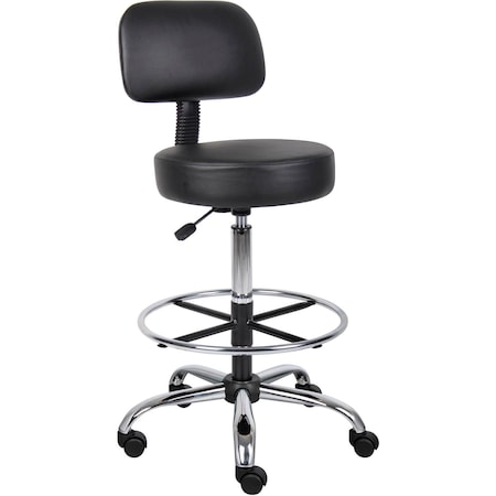 Interion By Global Industrial Medical / Lab Stool, Vinyl, Black, 28 to 34 in Seat Height, Armless Arms B522158A
